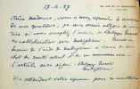 Lettre autographe sign&eacute;e &agrave; Antonina Vallentin Luchaire. Aline M&eacute;nard-Dorian (1850-1929), salonni&egrave;re, socialiste, f&eacute;ministe, secr&eacute;taire internationale ...