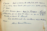 Lettre autographe sign&eacute;e &agrave; Antonina Vallentin Luchaire. Aline M&eacute;nard-Dorian (1850-1929), salonni&egrave;re, socialiste, f&eacute;ministe, secr&eacute;taire internationale ...