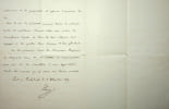 Lettre autographe sign&eacute;e. Henri d'Artois (1820-1883), duc de Bordeaux, comte de Chambord, roi de jure sous le nom d'Henri V.