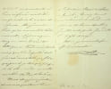 Lettre autographe sign&eacute;e &agrave; sa demi-soeur Charlotte de Bourbon. Louise d'Artois (1819-1864) dite Louise de Parme, duchesse de Parme, soeur du duc de ...