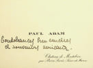 Carte autographe. Paul Adam (1862-1920), &eacute;crivain.