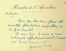 Lettre sign&eacute;e. Fran&ccedil;ois Binet (1880-1930), homme politique, s&eacute;nateur, d&eacute;put&eacute;, ministre de l'Agriculture. 