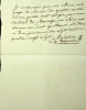 Pi&egrave;ce autographe sign&eacute;e. Fran&ccedil;ois-Charles Malassis de La Cussonni&egrave;re (1743-1829), avocat &agrave; Rouen et Alen&ccedil;on, imprimeur &agrave; Alen&ccedil;on &agrave; partir de 1790. 