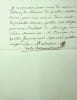 Pi&egrave;ce autographe sign&eacute;e. Fran&ccedil;ois-Charles Malassis de La Cussonni&egrave;re (1743-1829), avocat &agrave; Rouen et Alen&ccedil;on, imprimeur &agrave; Alen&ccedil;on &agrave; partir de 1790. 