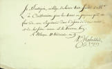 Pi&egrave;ce autographe sign&eacute;e. Veuve Malassis, vraisemblablement Anne-Antoinette Marie (1742?-1810), &eacute;pouse d'Augustin-Jean Malassis (1742-1898), imprimeur ...