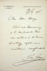 Lettre autographe sign&eacute;e. Tommaso Tittoni (1855-1931), diplomate, homme politique italien, d&eacute;put&eacute;, ministre.