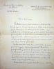 Lettre autographe sign&eacute;e. Maurice Renard (1875-1939), &eacute;crivain.