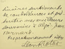 Lettre autographe sign&eacute;e. L&eacute;on Riotor (1865-1946), &eacute;crivain, homme politique. 