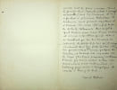 Manuscrit autographe sign&eacute;. Marcel Ribi&egrave;re (1892-1986), homme politique, pr&eacute;fet, chef de cabinet de Raymond Poincar&eacute;. 