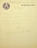 Lettre autographe sign&eacute;e. Andr&eacute; Calmettes (1861-1942), acteur, r&eacute;alisateur. 