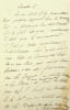 Lettre autographe au duc de Montebello. Christine-Zoe de Montjoye (1778-1849), marquise de Dolomieu, premi&egrave;re dame d'honneur de la reine Marie-Am&eacute;lie. ...