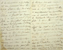 Lettre autographe au duc de Montebello. Christine-Zoe de Montjoye (1778-1849), marquise de Dolomieu, premi&egrave;re dame d'honneur de la reine Marie-Am&eacute;lie. ...