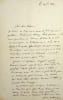 Lettre autographe sign&eacute;e. Alice de Belleroche (1845-1916), salonni&egrave;re, m&egrave;re du peintre Albert de Belleroche, immortalis&eacute;e par Dubufe et Carolus-Duran. ...