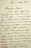 Lettre autographe sign&eacute;e. Fran&ccedil;ois-Auguste Mignet (1796-1884), &eacute;crivain, historien, membre de l'Acad&eacute;mie fran&ccedil;aise. 