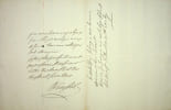 Lettre autographe sign&eacute;e au duc d'Aumont. Henry Saint John, 1er vicomte Bolingbroke (1678-1751), homme politique, philosophe, secr&eacute;taire &agrave; la guerre, ...