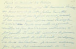 Lettre autographe sign&eacute;e. Gabrielle de Fourcauld (1870-1954), soprano, soeur du compositeur et officier Jean Cras. 
