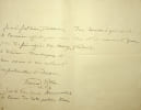 Lettre autographe sign&eacute;e. Fernand Pottier (1838-1922), pr&ecirc;tre, arch&eacute;ologue, fondateur et pr&eacute;sident de la Soci&eacute;t&eacute; arch&eacute;ologique du Tarn-et-Garonne. 