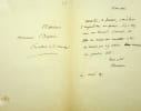 Lettre autographe sign&eacute;e &agrave; Dupin ain&eacute;. Antoine Hennequin (1786-1840), avocat, homme politique, d&eacute;put&eacute; du Nord. 