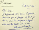 Lettre autographe sign&eacute;e. Edouard Bonnefous (1907-2007), homme politique, d&eacute;put&eacute;, s&eacute;nateur, ministre, chancelier de l'Institut de France. 