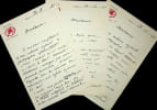 Lettre autographe sign&eacute;e (lot de 3). L&eacute;on-Alexandre Rapenne (1876-1961), g&eacute;n&eacute;ral, alors colonel du 152e R.I. &agrave; Colmar. 
