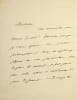 Lettre autographe sign&eacute;e. Jeanne Arnould-Plessy (1819-1897), actrice, soci&eacute;taire de la Com&eacute;die-Fran&ccedil;aise. 
