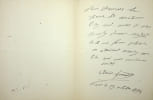 Lettre autographe sign&eacute;e. Aim&eacute;e Tessandier (1853-1923), actrice. Elle repris notamment l'Arl&eacute;sienne en 1885 (plus de 500 repr&eacute;sentations). 