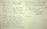 Lettre autographe sign&eacute;e. [Charles Perrault] Eug&egrave;ne de Planard (1783-1853), &eacute;crivain, librettiste. 