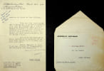 Lettre sign&eacute;e. Andr&eacute; Morice (1900-1990), homme politique, s&eacute;nateur-maire de Nantes, ministre, d&eacute;put&eacute;. 
