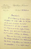 Lettre autographe sign&eacute;e. Paul-Frantz Marcou (1860-1932), haut-fonctionnaire au minist&egrave;re de l'Instruction publique et des Beaux-Arts. 