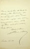 Lettre autographe sign&eacute;e. Henri Blaze de Bury (1813-1888), &eacute;crivain, po&egrave;te, compositeur. 