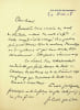 Lettre autographe sign&eacute;e. Emile Straus (1844-1929), avocat. 