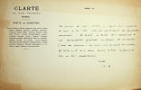 Lettre autographe sign&eacute;e &agrave; L&eacute;o Pold&egrave;s. Henri Barbusse (1873-1950), &eacute;crivain, homme politique, prix Goncourt 1916. 
