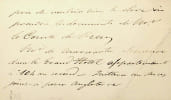 Carte autographe. Arturo de Marcoartu (1821-1904), homme politique espagnol, ing&eacute;nieur, homme d'affaires. 