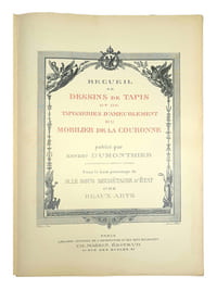 "RECUEIL DE DESSINS DE TAPIS ET DE TAPISSERIES D'AMEUBLEMENT DU MOBILIER DE LA COURONNE".