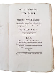 "DE LA COMPOSITION DES PARCS ET JARDINS PITTORESQUES, OUVRAGE UTILE ET INSTRUCTIF POUR LES PROPRIETAIRES ET LES AMATEURS, ET ORNE DE PLANCHES GRAVEES PAR REVILLE".