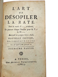 "L'ART DE DESOPILER LA RATE. SIVE DE MODO C. ... PRUDENTER... NOUVELLE EDITION, REVUE & AUGMENTEE PAR J.M.F.A.L.D.C.".