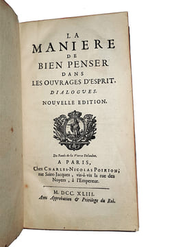 "LA MANIERE DE BIEN PENSER DANS LES OUVRAGES D'ESPRIT. DIALOGUES. NOUVELLE EDITION".. BOUHOURS Dominique (père). 