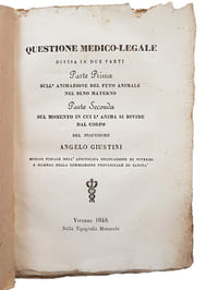 "QUESTIONE MEDICO-LEGALE... SULL'ANIMAZIONE DEL FETO ANIMALE NEL SENO MATERNO... SUL MOMENTO IN CUI L'ANIMA SI DIVIDE DAL CORPO...".