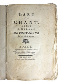 "L'ART DU CHANT DEDIE A MADAME DE POMPADOUR".