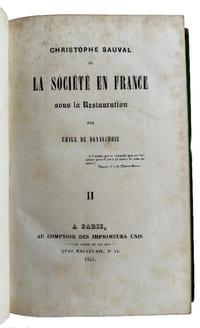 "SAUVAL CHRISTOPHE OU LA SOCIETE EN FRANCE SOUS LA RESTAURATION"