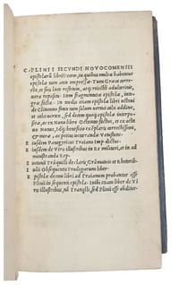 “C. PLINII SECUNDI NOVOCOMENSIS EPISTOLARU LIBRI DECEM, IN QUIBUS MULTAE HABENTUR EPISTOLAE NON ANTE IMPRESSAE…”.