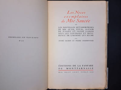 Les noces exemplaires de Mie Saucée ou les nouvelles métamorphoses de MM. Quasi , Total , Agénor de Jussieu et frère Gabier sous les controle et presidence de l'homme qui bêche.
