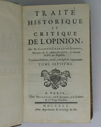 Traité historique et critique de l’opinion. Troisième édition, revue, corrigée & augmentée