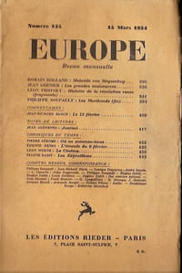 Revue Europe n° 135, 15 mars 1934
