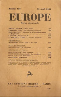 Revue Europe n° 136 avril 1934
