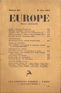 Revue Europe n°138 juin 1934
