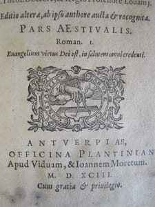 Promptvarivm morale Super evangelia dominicalia totivs anni Pars Aestivalis Roman I - 1593 
