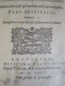 Promptvarivm morale Super evangelia dominicalia totivs anni Pars Aestivalis Roman I - 1593 . STAPLETONO, Thoma