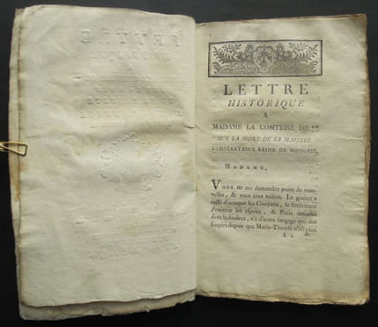 Lettre historique a madame la comtesse de ** sur la mort de sa Majesté l'Impératrice Reine de Hongrie - 1781. CARACCIOLI