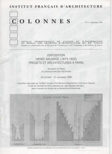 Colonnes n°6, septembre 1994, Exposition Henri Sauvage (1873 - 1932), Projets et Architectures à Paris - 1994